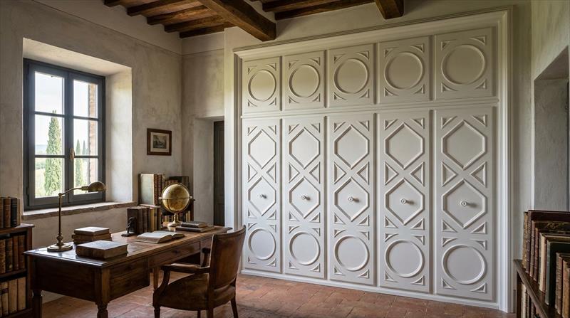 Un armadio che fa parete, ritmo geometrico e proporzioni studiate per la sua nicchia